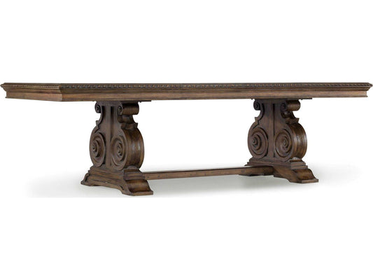 Rhapsody 88-128 Inch Rectangle Dining Table Walnut Colored Rustic Finish