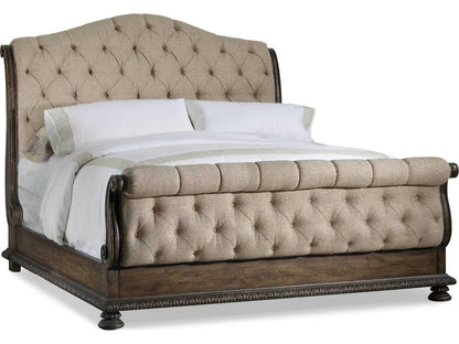 Rhapsody King Tufted Upholstered Bed in Aurora Ecru Fabric