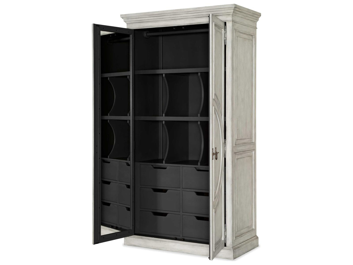Boheme Bilzen Wardrobe in Whitewash with Merion Blue Interior