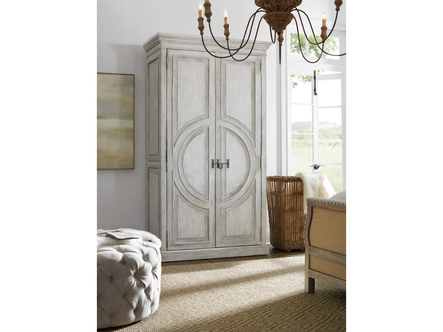 Boheme Bilzen Wardrobe in Whitewash with Merion Blue Interior