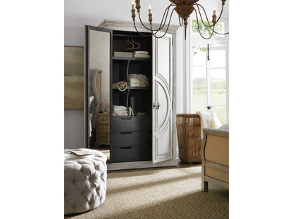 Boheme Bilzen Wardrobe in Whitewash with Merion Blue Interior