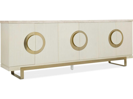 Melange Noelle Credenza in Cream White with Marble Top
