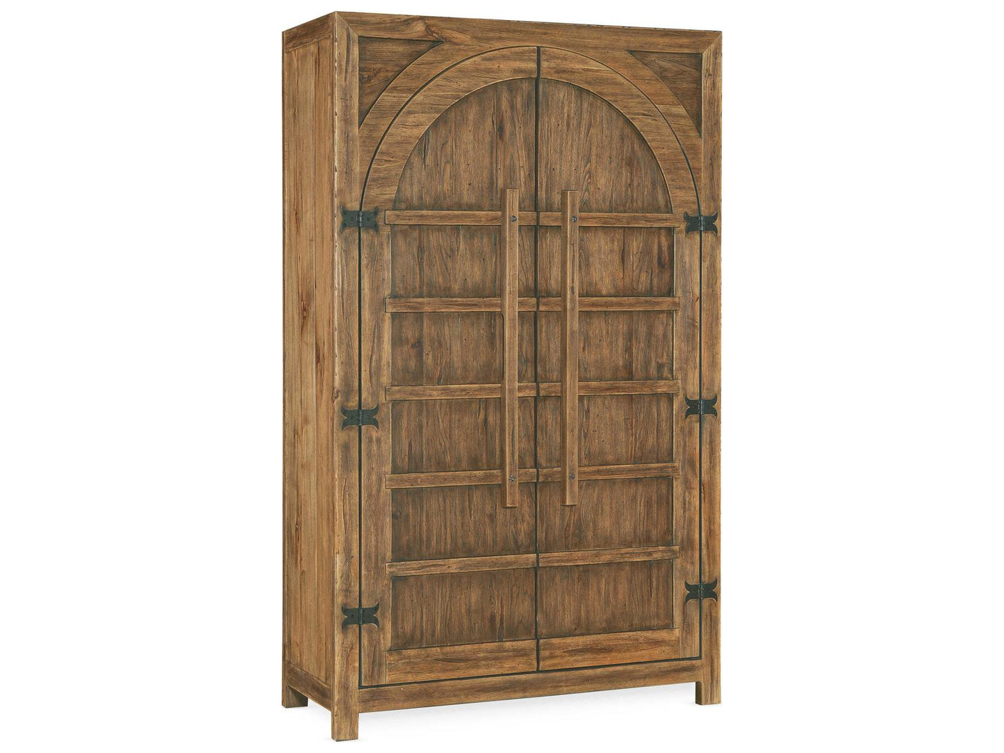 Big Sky Wardrobe Armoire in Vintage Natural Brown with Wood Bar Hardware
