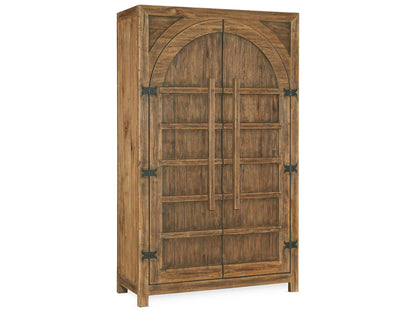 Big Sky Wardrobe Armoire in Vintage Natural Brown with Wood Bar Hardware