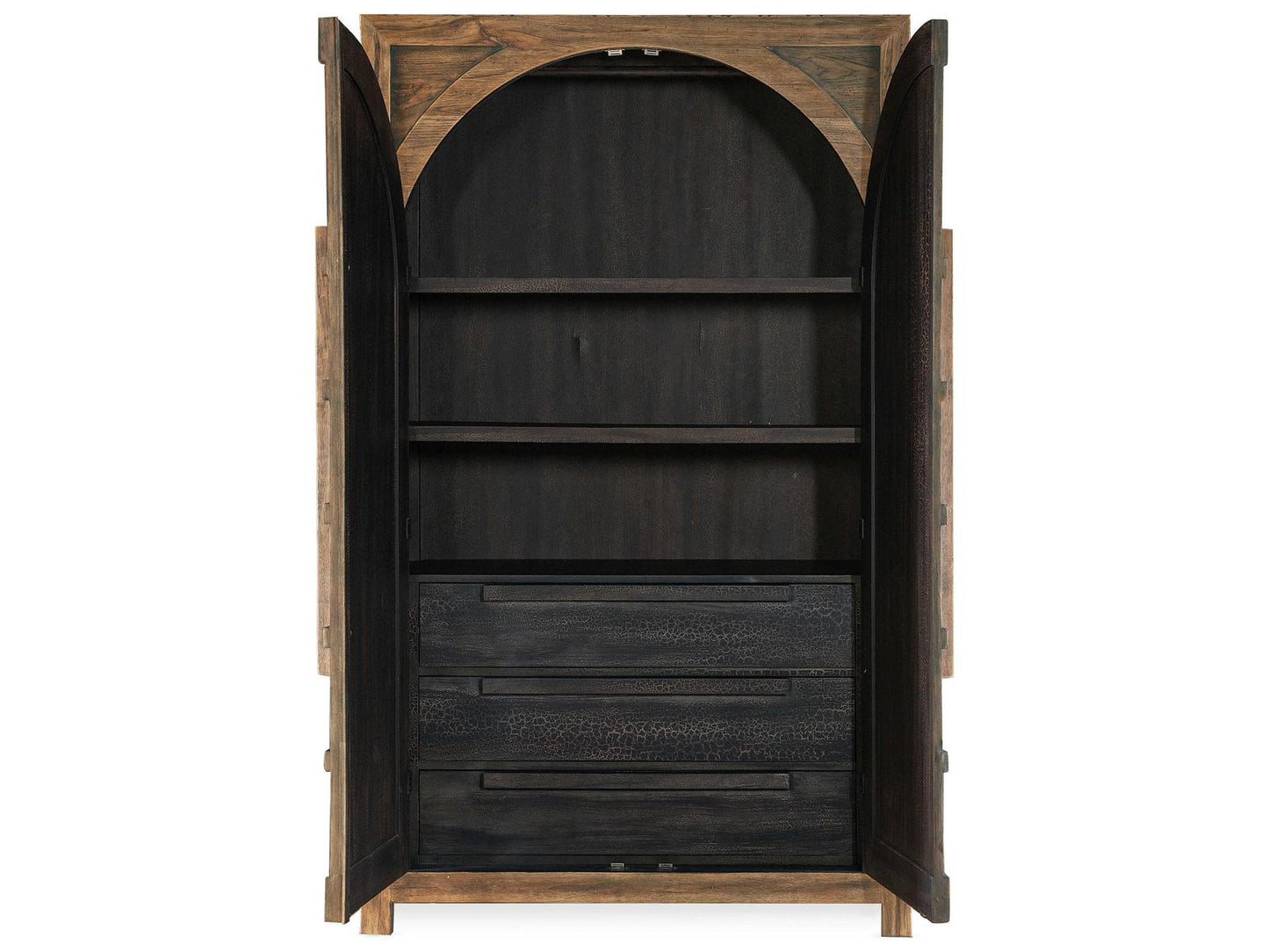 Big Sky Wardrobe Armoire in Vintage Natural Brown with Wood Bar Hardware