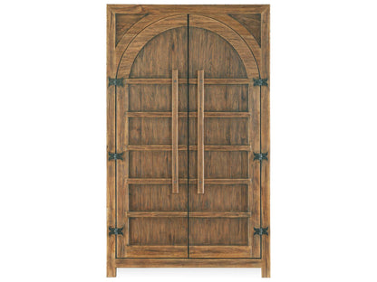Big Sky Wardrobe Armoire in Vintage Natural Brown with Wood Bar Hardware
