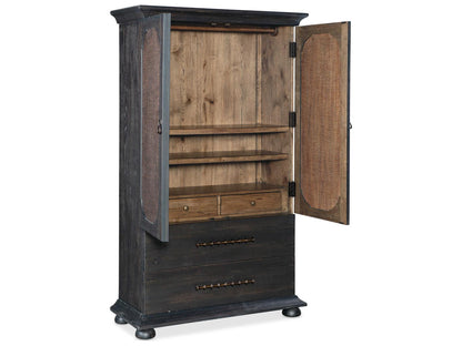Big Sky Small Wardrobe Charred Timber Finish with Burlap Inlay