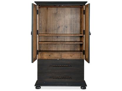 Big Sky Small Wardrobe Charred Timber Finish with Burlap Inlay
