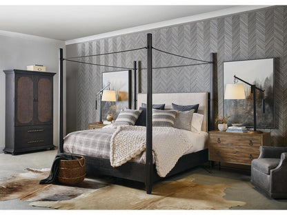 Big Sky Small Wardrobe Charred Timber Finish with Burlap Inlay