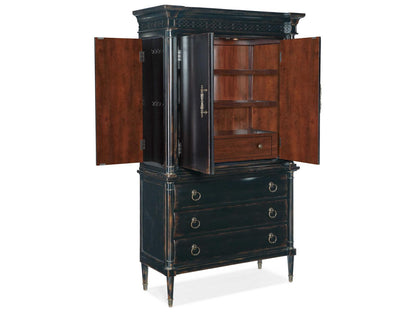 Charleston Jewelry Armoire in Black Cherry with Antique Bronze Hardware