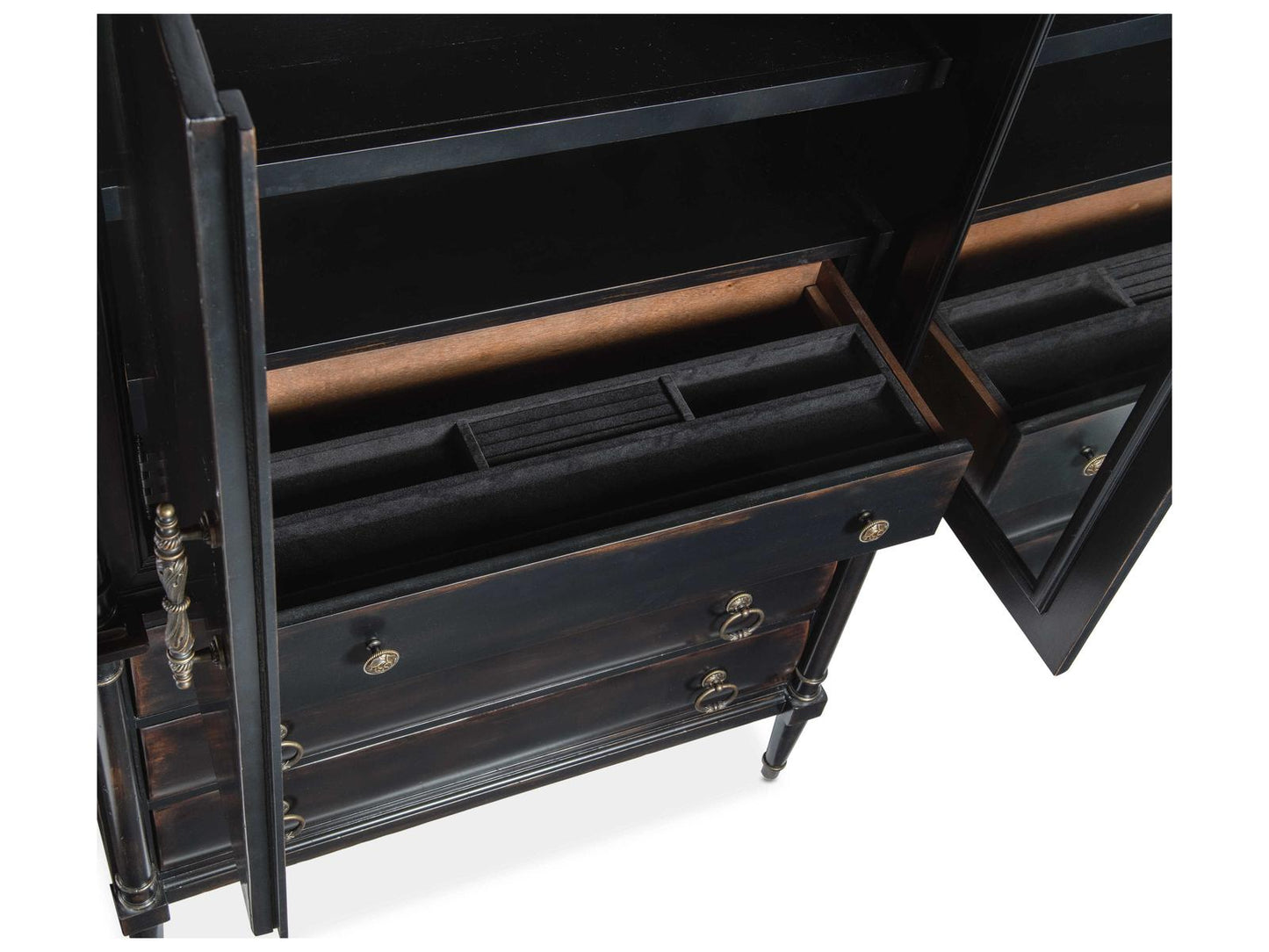 Charleston Jewelry Armoire in Black Cherry with Antique Bronze Hardware