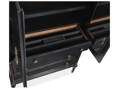 Charleston Jewelry Armoire in Black Cherry with Antique Bronze Hardware