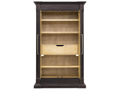 Driftwood Armoire with Two Doors and Hidden Storage in Burnt Timber