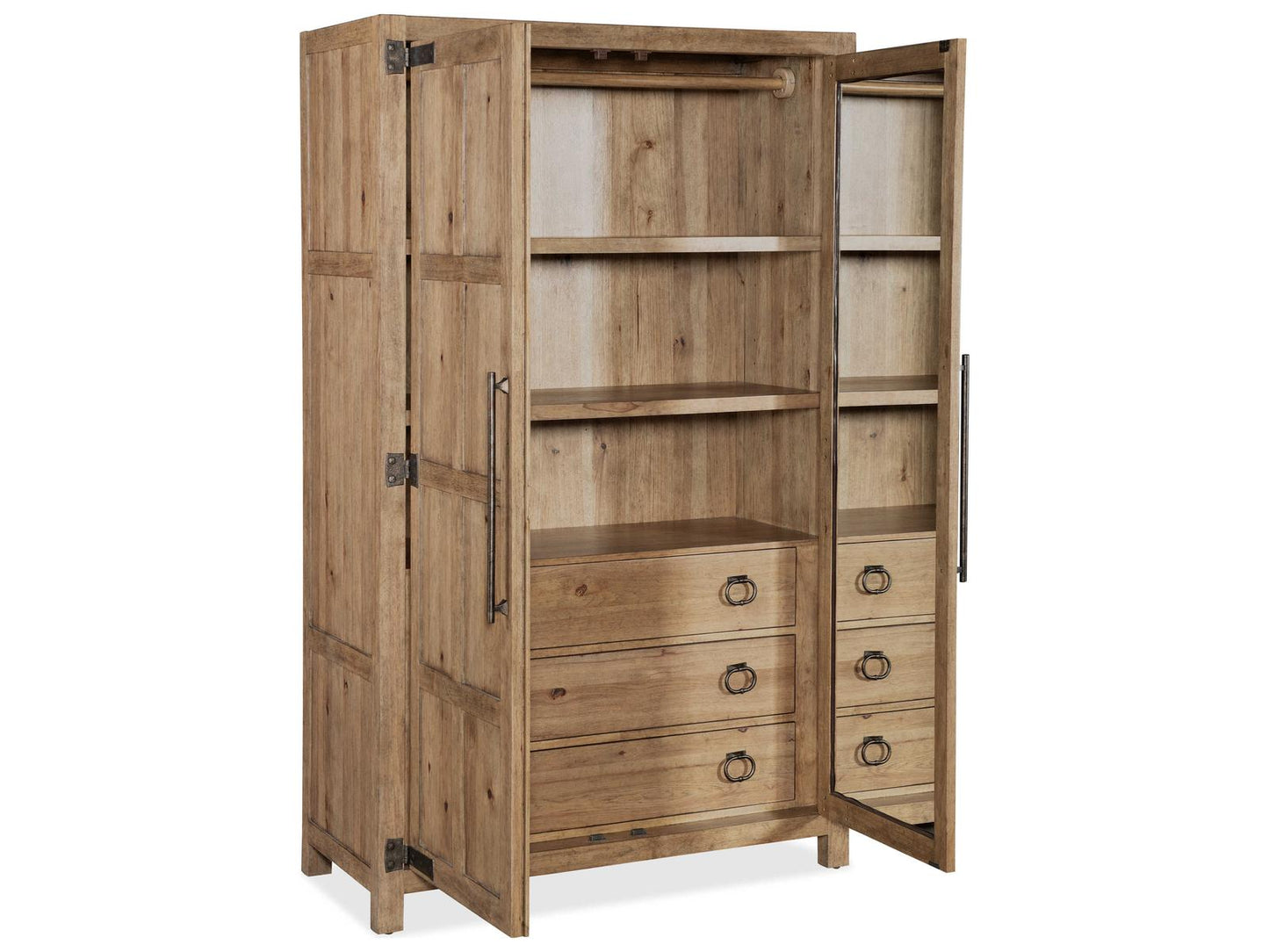 Vineyard Row Wardrobe with Mirrored Doors and Storage