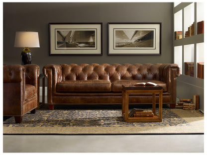 Chester 3-Seat Aniline Leather Stationary Sofa in Dark Natchez Brown