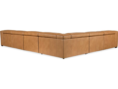 Fresco 6-Seat 4-Power Reclining Semi-Aniline Leather Sectional in Brown