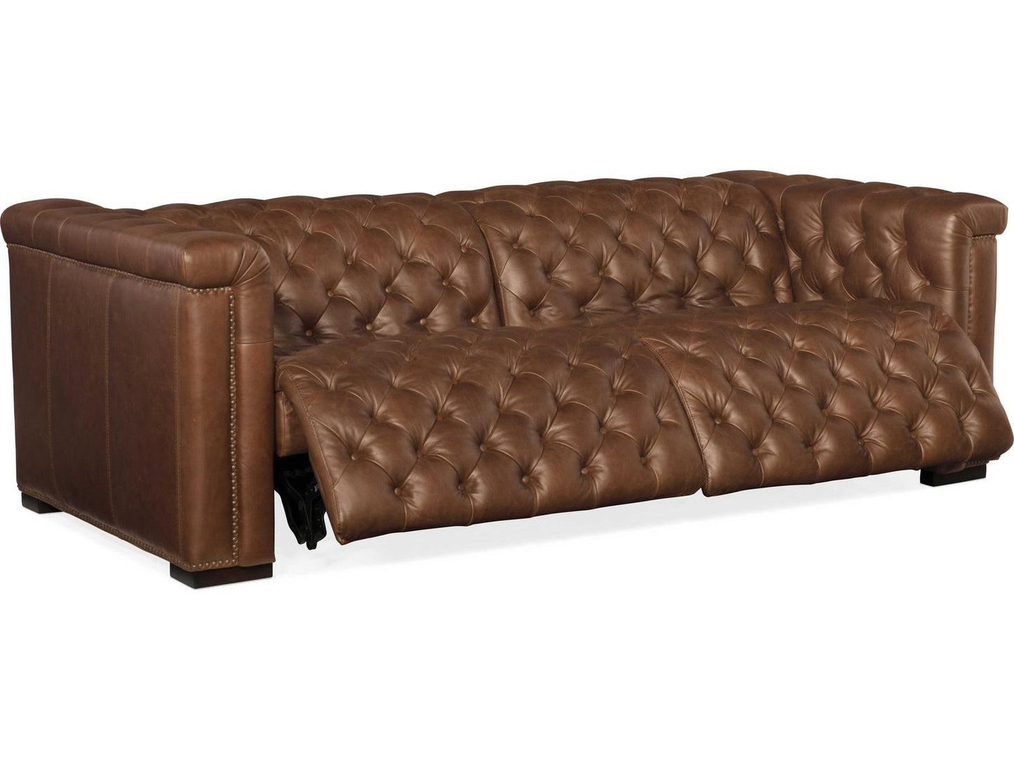 Savion Power Reclining Aniline Leather Sofa with Power Headrests in Saddlebag Lodge