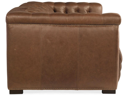 Savion Power Reclining Aniline Leather Sofa with Power Headrests in Saddlebag Lodge