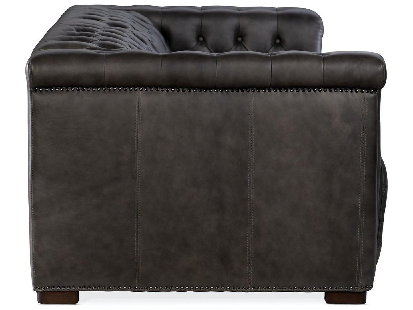 Savion Power Reclining Leather Sofa with Power Headrest in Bellagio Gravel