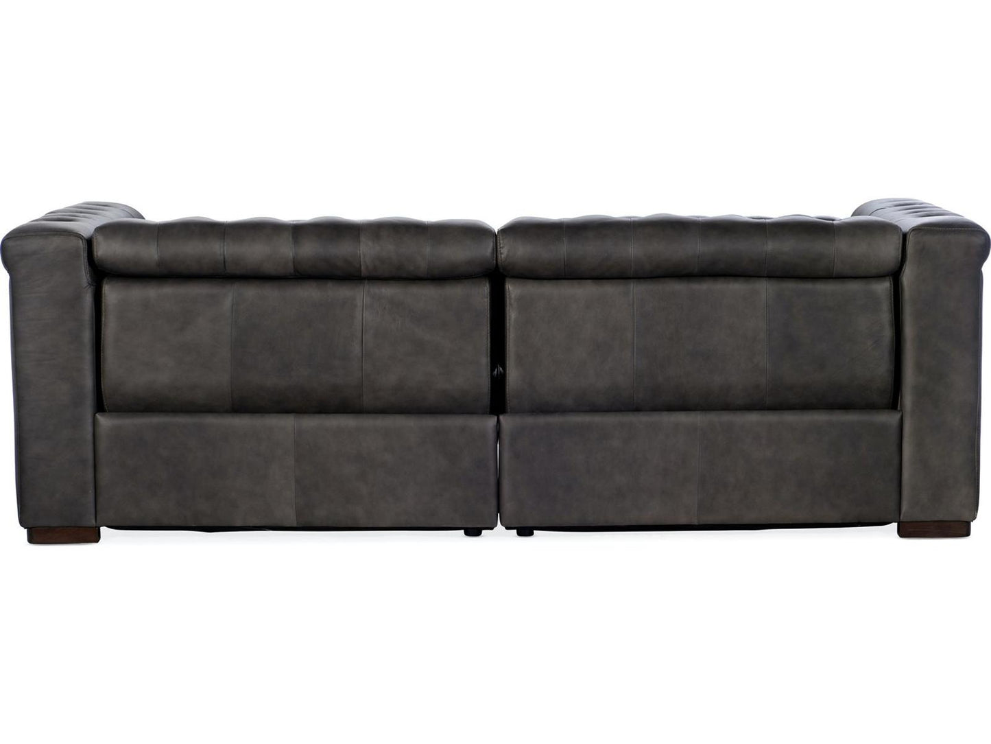 Savion Power Reclining Leather Sofa with Power Headrest in Bellagio Gravel