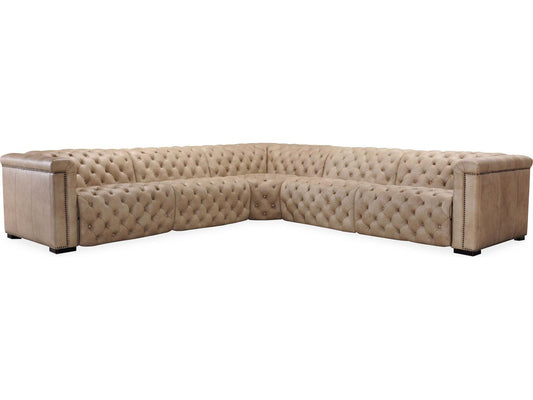Savion Grandier 5-Piece Power Headrest Tufted Leather Sectional Sofa