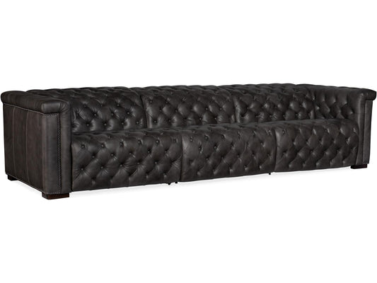 Savion Grandier 3-Seat Power Reclining Sofa with Power Headrest in Bellagio Gravel Leather