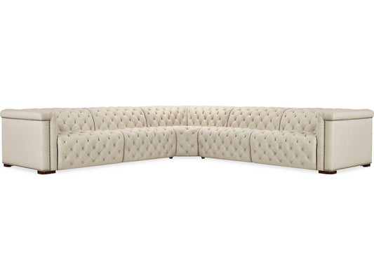 Savion Deux 5-Piece Power Reclining Sectional in Aries Beach Fabric