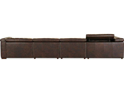 Savion Deux 6-Seat Power Reclining Sectional Sofa in West Saddlewood Leather