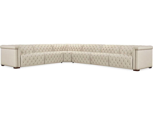Savion Deux 6-Seat Power Reclining Fabric Sectional in Beige