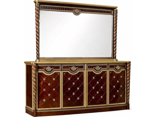 E-10 79-Inch Solid Wood Sideboard with Black and Gold Accents