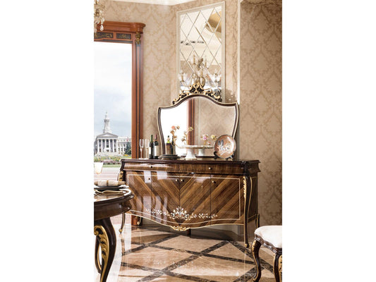 E-70 70-Inch Walnut Wood Sideboard with Gold Accents