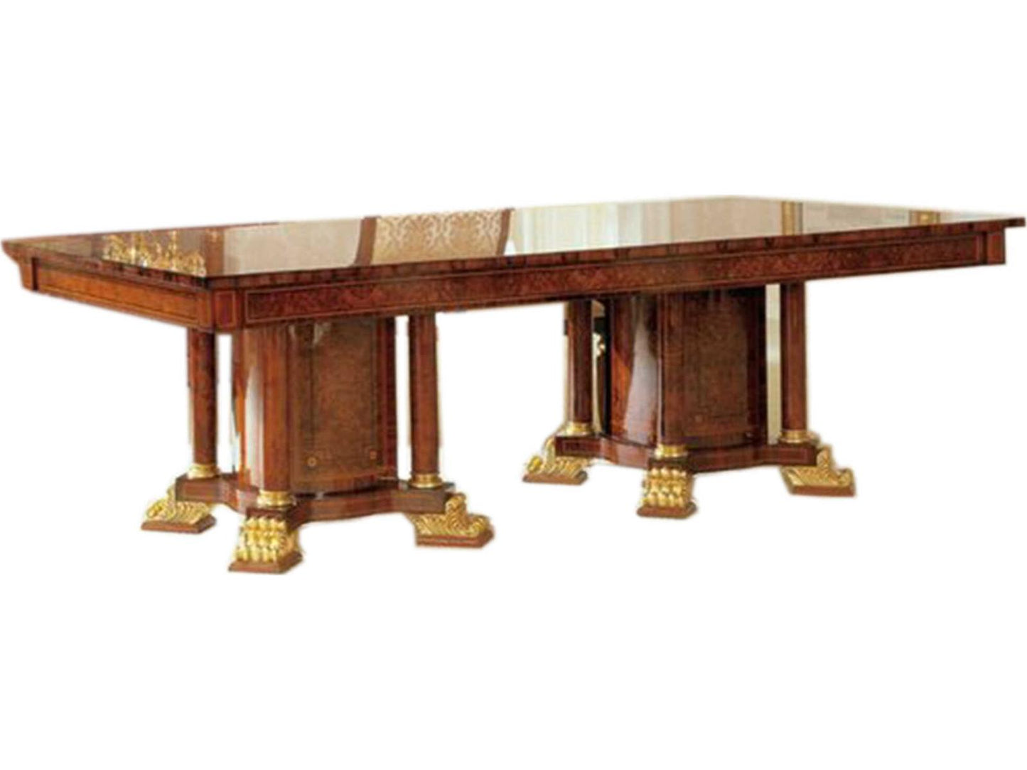 Op-710 Rectangular Wood Dining Table with Double Pedestal Base