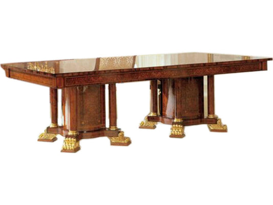 Op-710 Rectangular Wood Dining Table with Double Pedestal Base