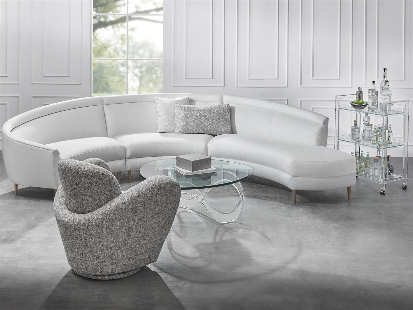 Westin Wave Square Coffee Table in Clear Acrylic and Glass
