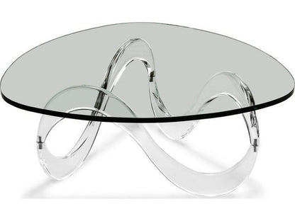 Westin Wave Square Coffee Table in Clear Acrylic and Glass
