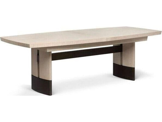 Boynton Rectangular Oak Wood Extendable Dining Table with Classic Bronze Base