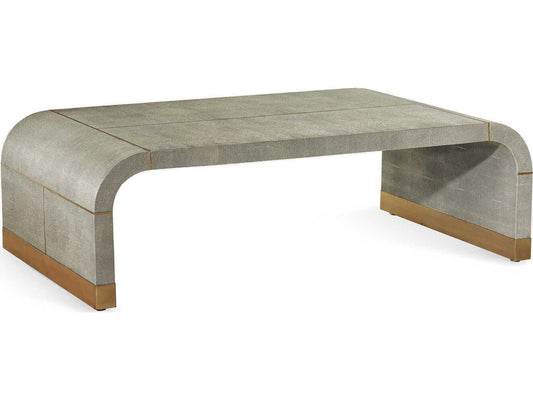Sutherland Rectangle Coffee Table Faux Shagreen and Brushed Brass