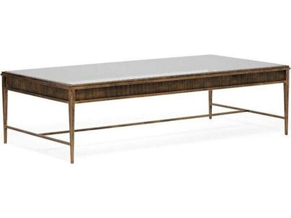 Camille Rectangular Coffee Table in Gilded Brass and Clear Glass