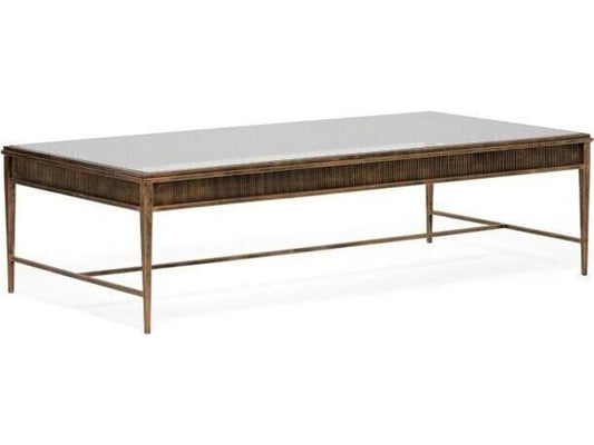 Camille Rectangular Coffee Table in Gilded Brass and Clear Glass