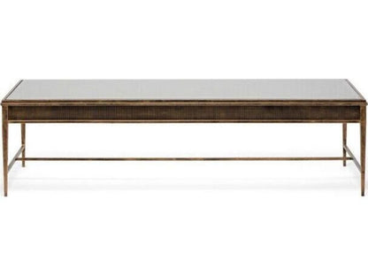 Camille Rectangular Coffee Table in Gilded Brass and Clear Glass