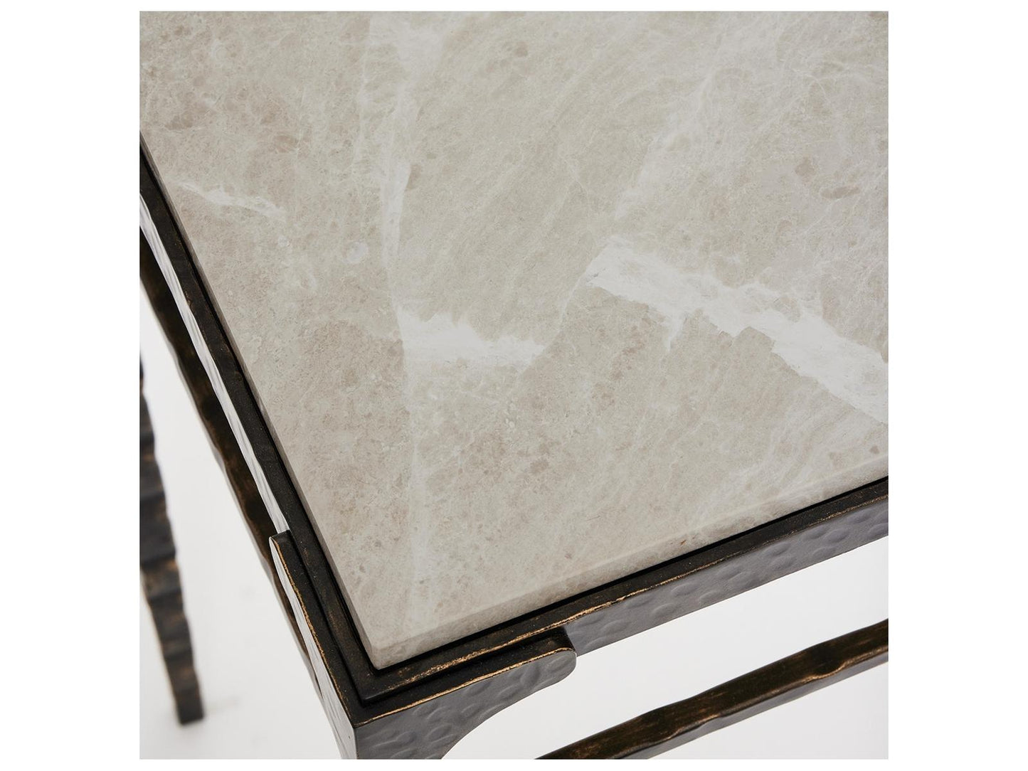 Channing Rectangular Console Table in Gilded Dark Bronze and Emperador Grey Marble