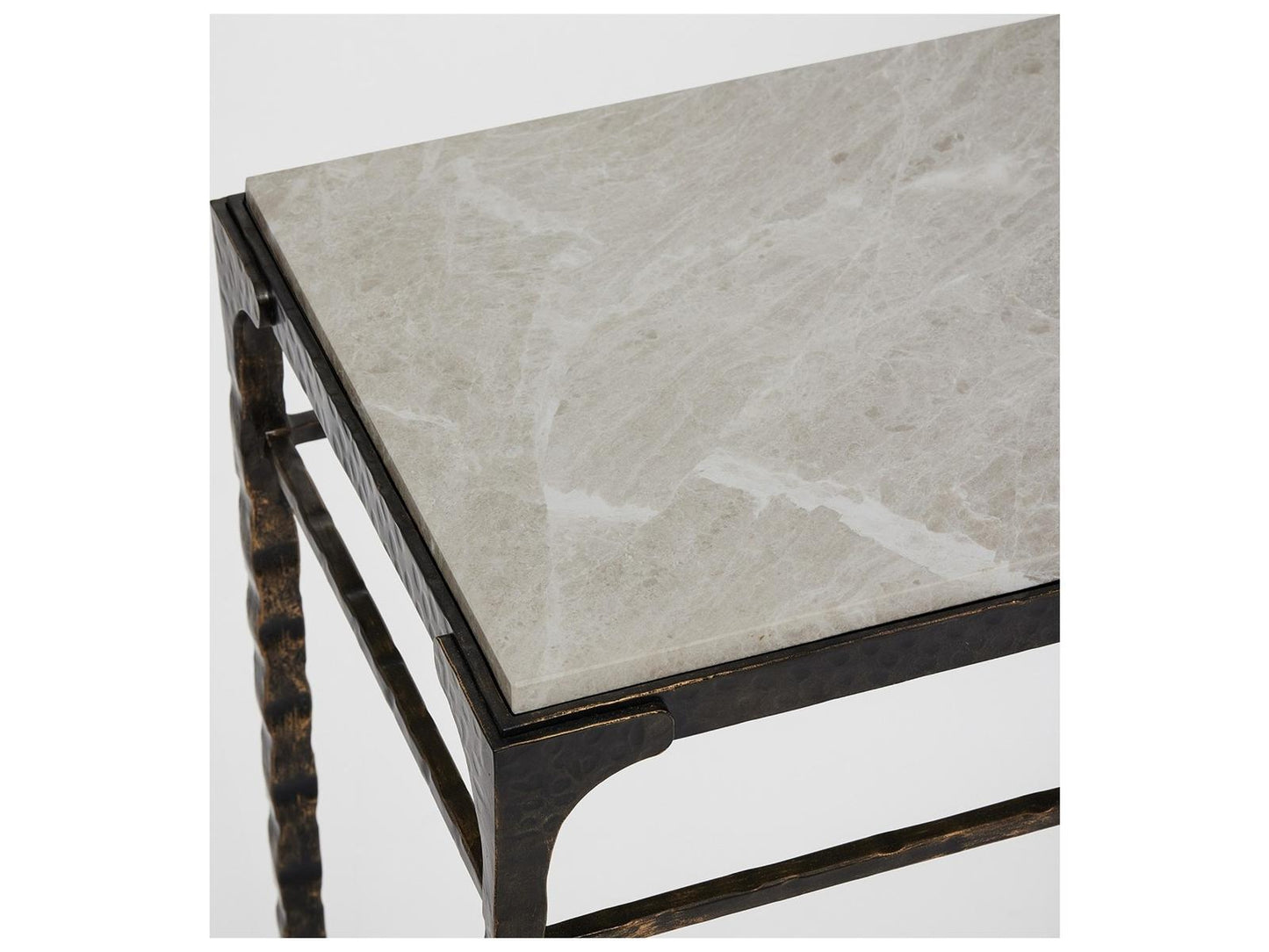 Channing Rectangular Marble Gilded Dark Bronze Emperador Grey Console Table