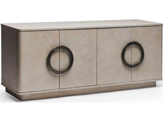 Cabot 71-Inch Oak Wood Sideboard with Brushed Steel Accents