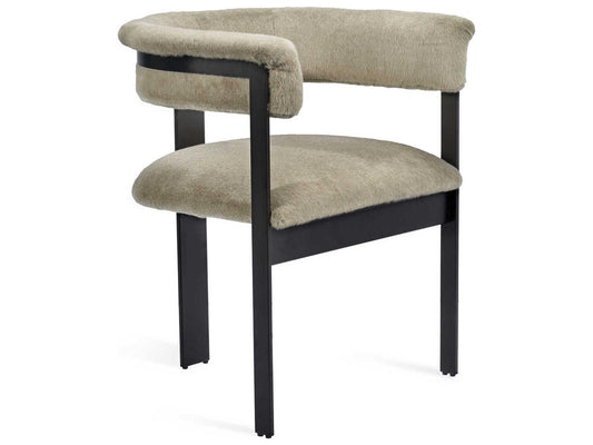 Darcy Faux Fur Arm Dining Chair in Cashmere Fawn