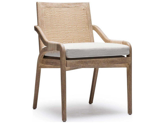 Delray Mahogany Wood Brown Upholstered Arm Dining Chair