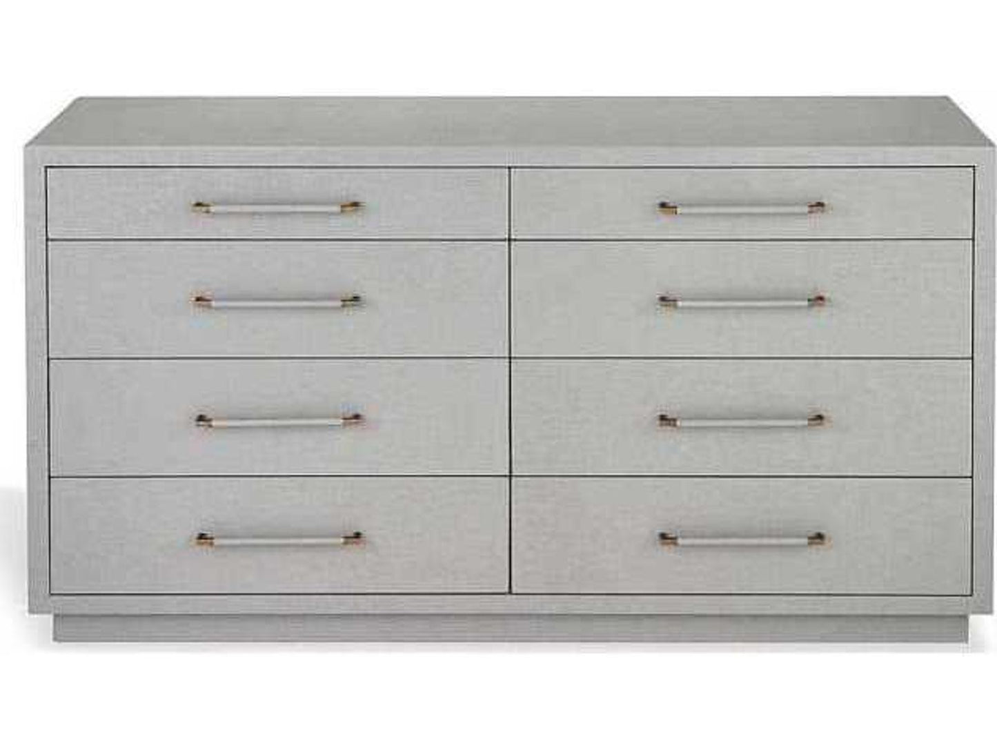 Taylor 8-Drawer Double Dresser in Light Grey Faux Linen and Antique Brass