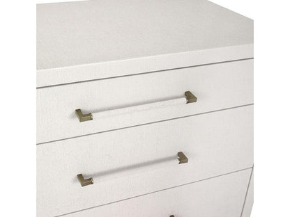 Taylor 8-Drawer Faux Linen Dresser in Natural White and Champagne Silver
