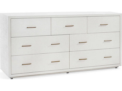 Livia 7-Drawer Double Dresser in Natural White with Antique Brass