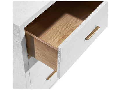 Livia 7-Drawer Double Dresser in Natural White with Antique Brass