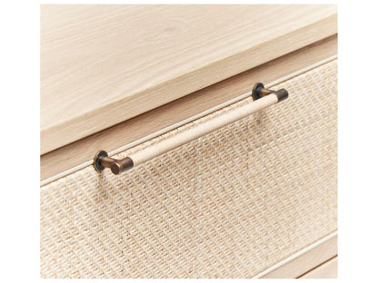 Marsh 6-Drawer Double Dresser Beige Oak Wood Rattan